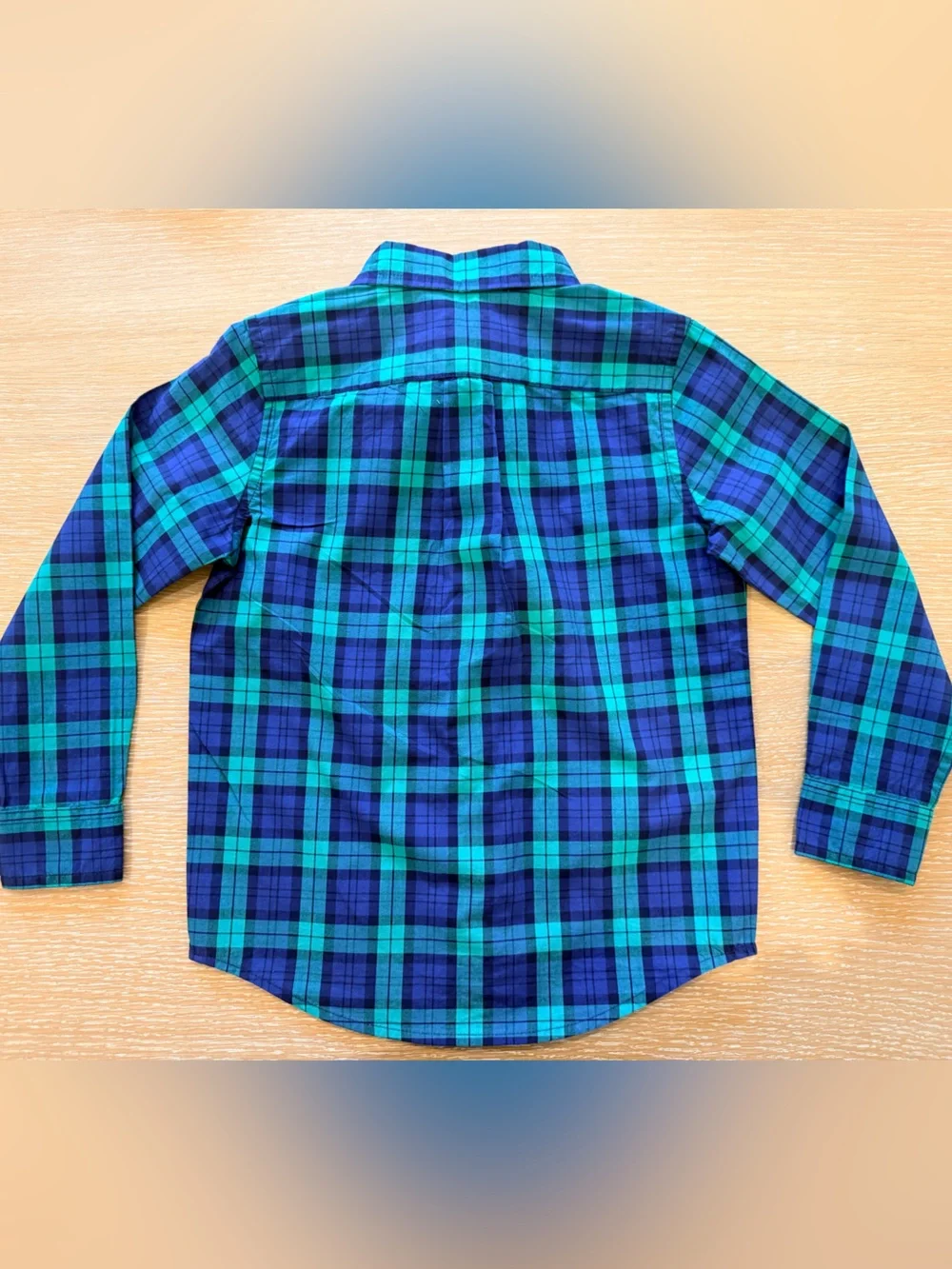 Janie and Jack Boys Navy & Green Plaid Button-Down Shirt- size 4 - NWT